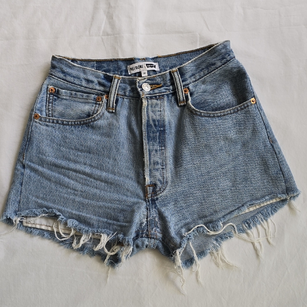 Re/Done Blue Jean Shorts High-Waisted Vintage Style